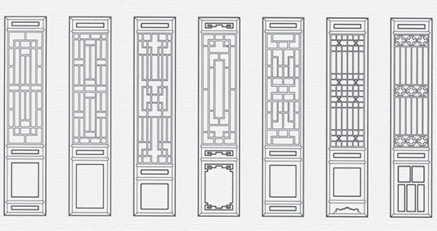 大方常用中式仿古花窗图案隔断设计图